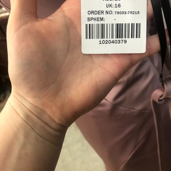 New Dessert Rose Crepe Dress, Halter Keyhole Back Bridesmaid Formal Leg Slit - Picture 14 of 14